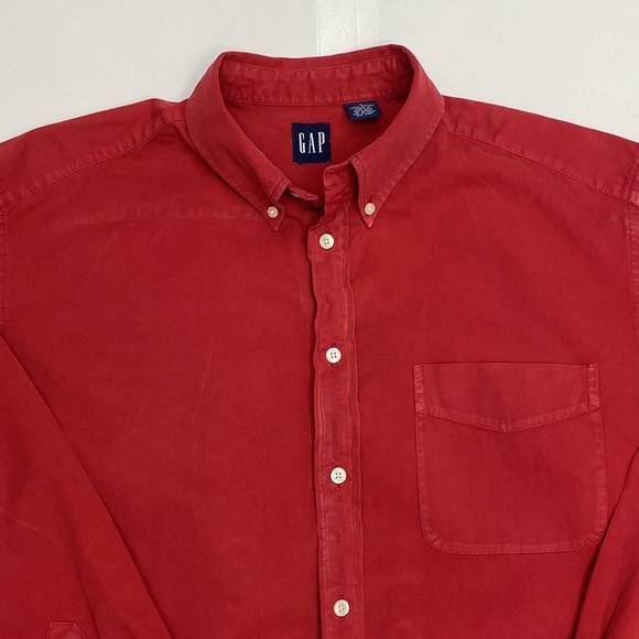 Gap Men's Red Long Sleeve Button Down Shirt - Picture 5 of 7